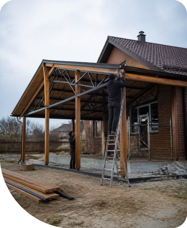 Пристройка навеса к дому и участку в Рыбинске под ключ